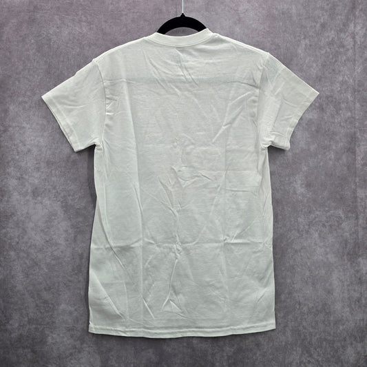 Compass Blue Handmade White Cotton Boho Tshirt Small