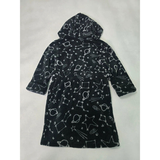 Pl Sleep Black Cute Monster Face Graphic Printed Embroidered Fluffy Bath Robe Boys 6