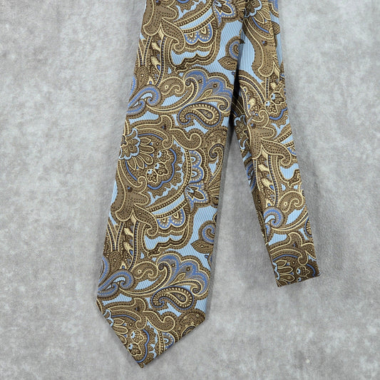 Giorgio Brutini Collezione Brown Blue Floral Paisley Stripe Men's Neck Tie