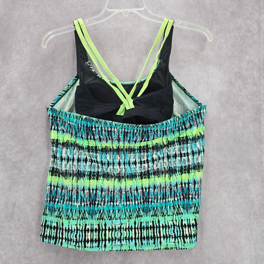 BCG Green Padded Sports Bra Swimwear Tankini Drape Back Tank Top Medium M 8