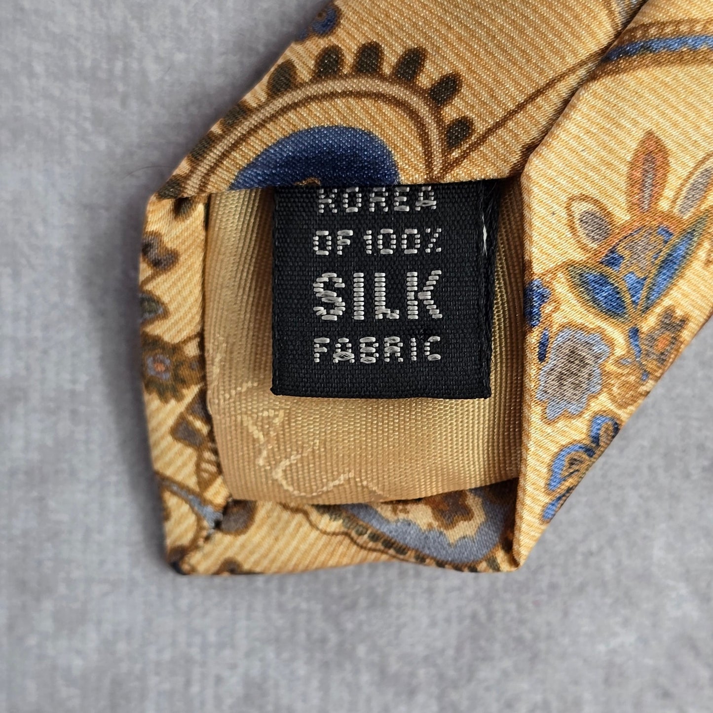 Nautica Gold Blue Gray Floral Paisley Silk Executive Corporate Neck Tie Men's