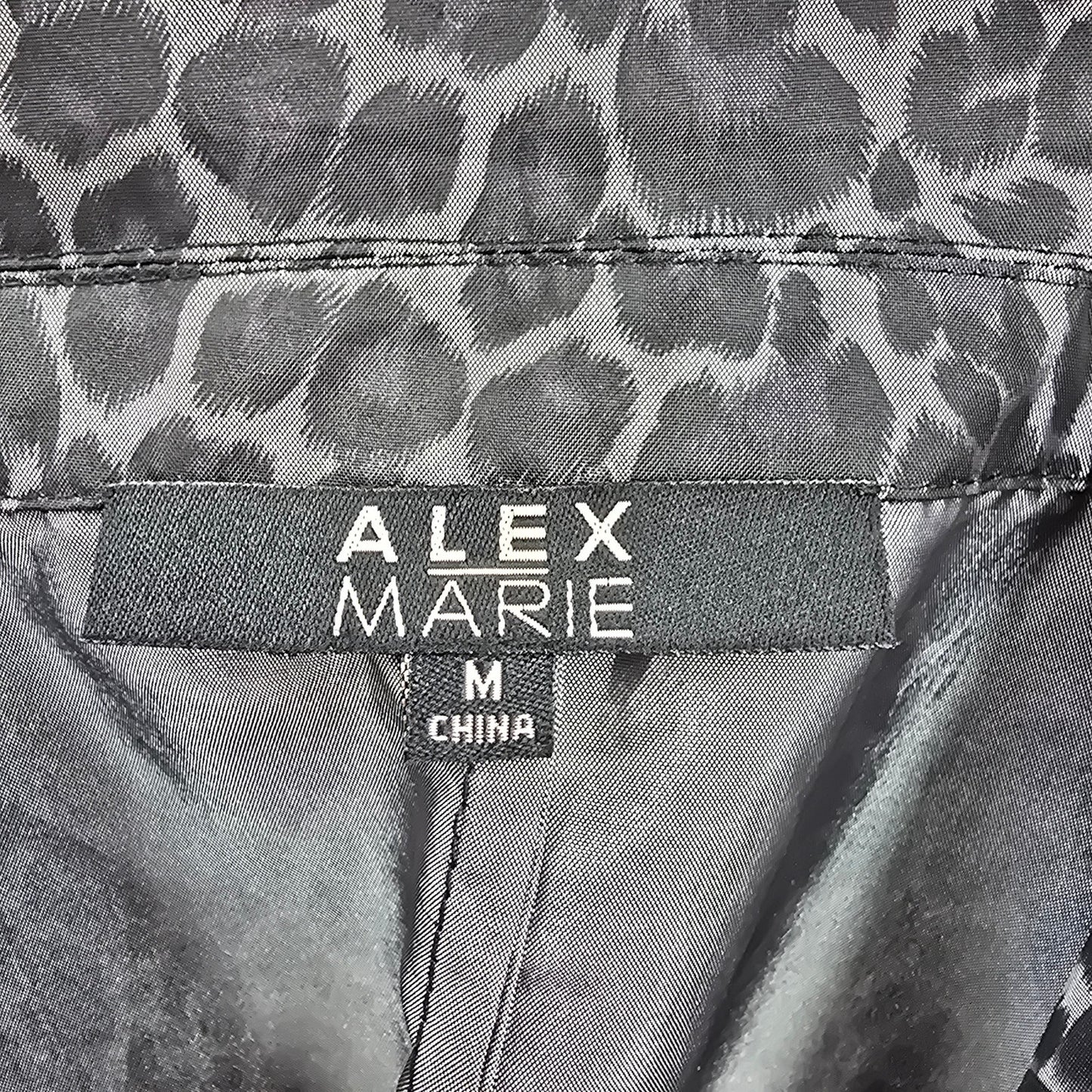 Alex Marie Black Gray Executive Jacket Coat Formal Animal Print Medium