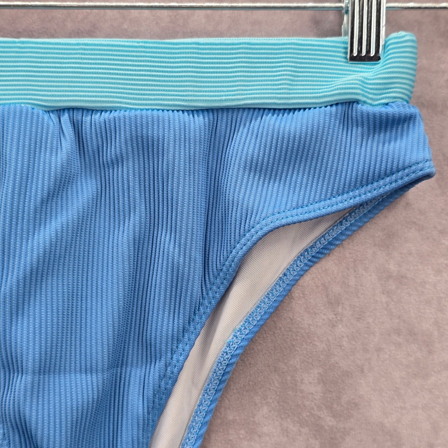 Shein Blue Ribbed Stripe Bikini Bottoms Swimwear Swimsuit Small