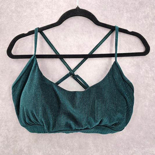 Shein Green Ribbed Crisscross Back Adjustable Strap Padded Bikini Tops 1XL
