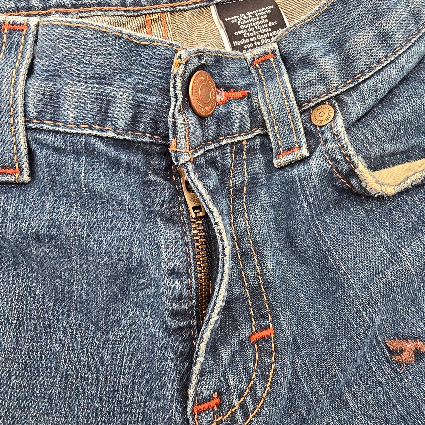 Calvin Klein Blue Floral Low Rise Flare Denim Jeans Pants Bottom S Small 4