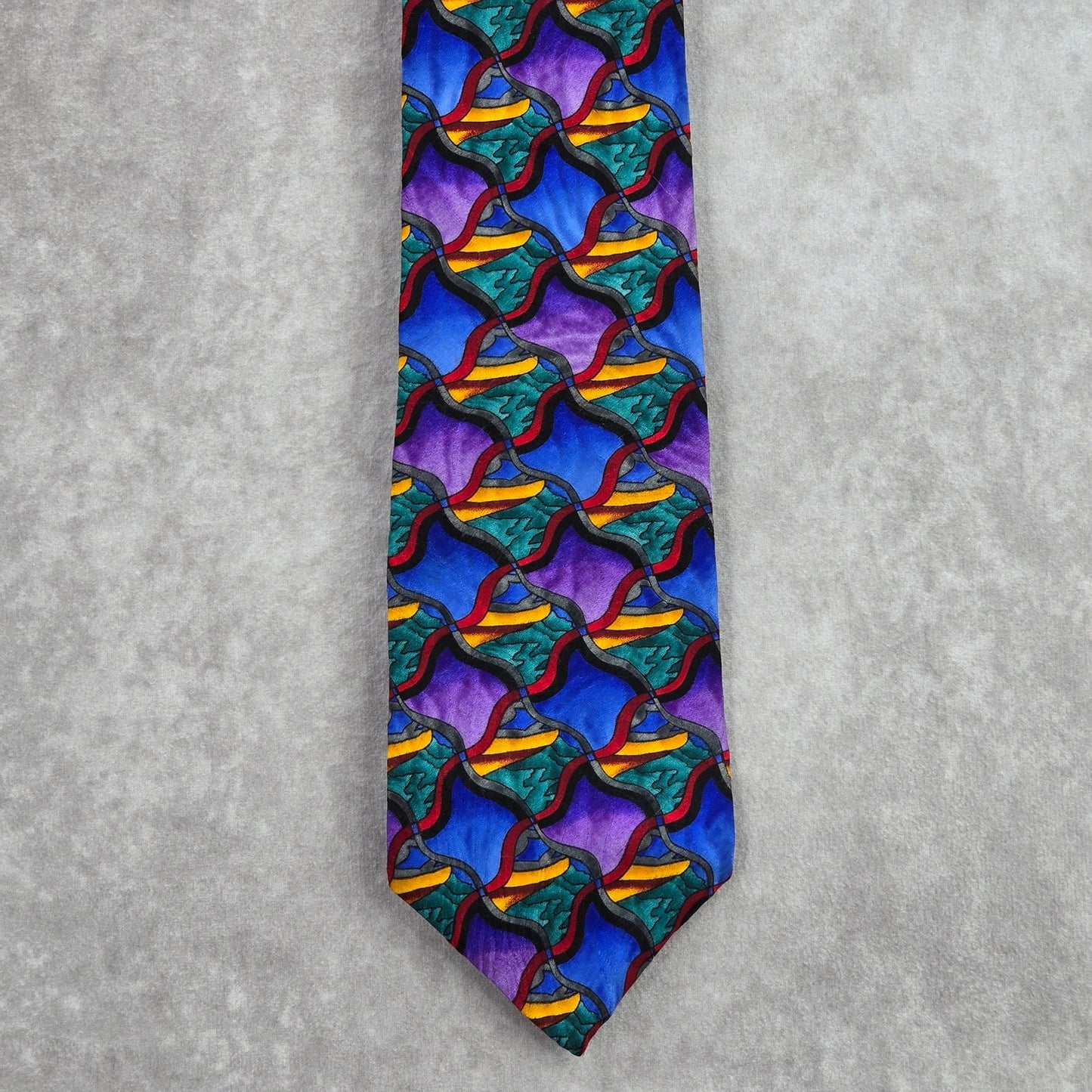 J. Garcia Purple Swirl Geometric Abstract Silk Neck Tie Men's