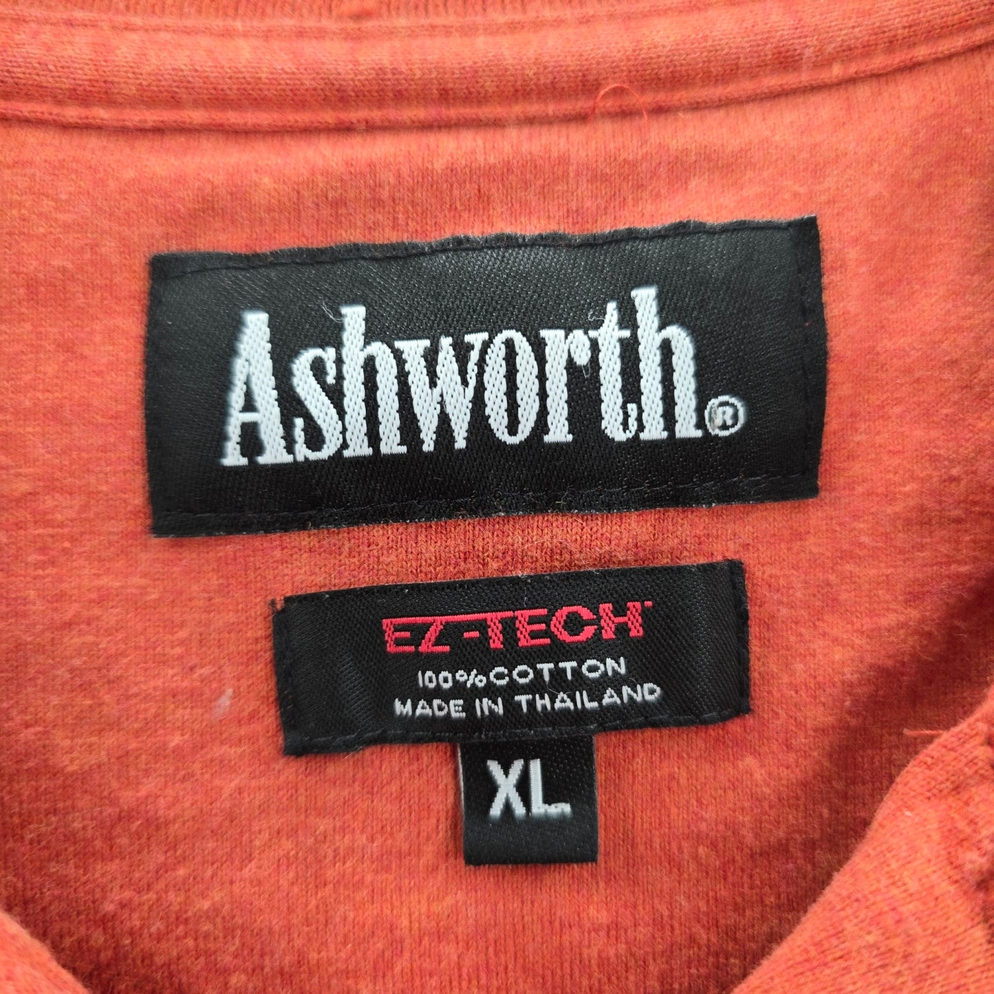 Ashworth EzTech Orange Long Sleeve Polo Cotton Pullover Sweater XL Extra Large