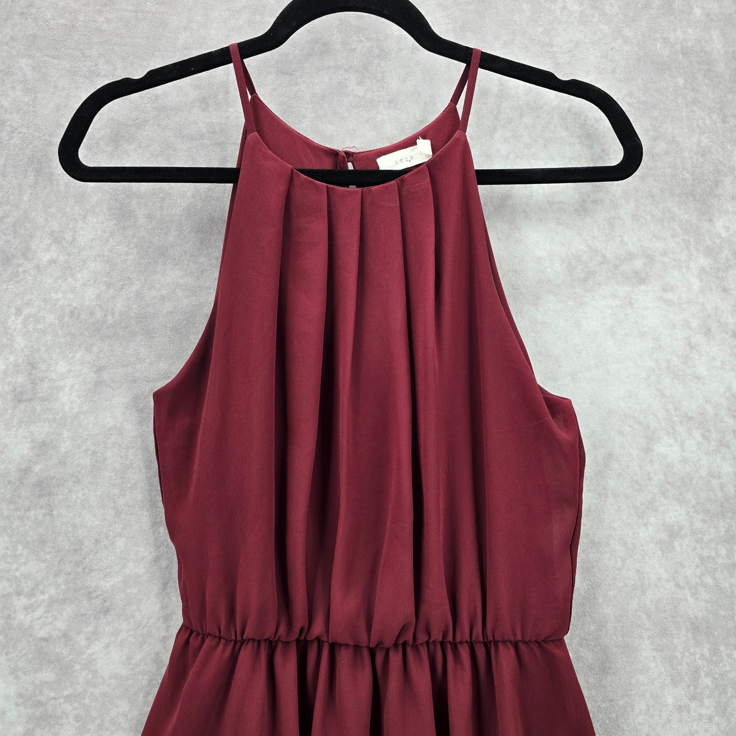 Lush Red Burgundy Sleeveless Pleat Flare Formal Dress Medium
