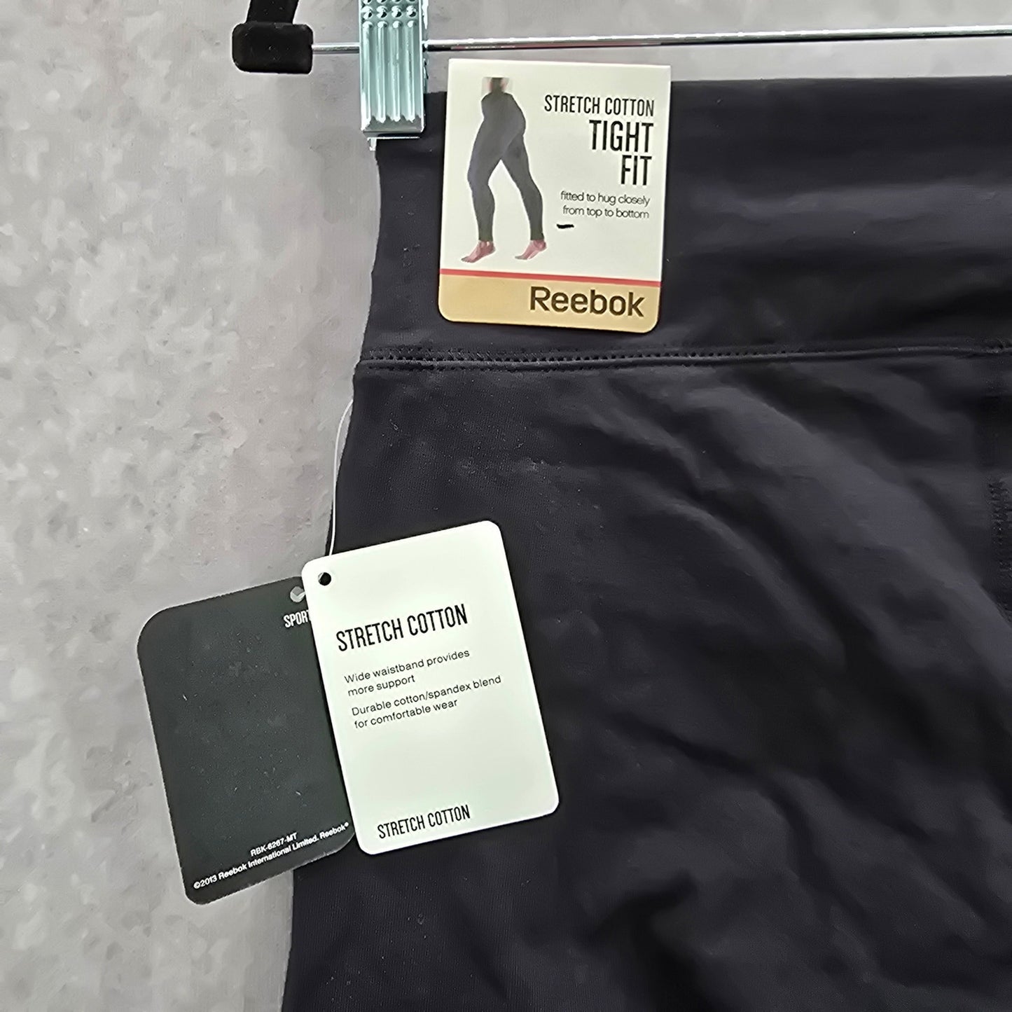 Reebok Gray Black Stretch Cotton Tight Fit Active Leggings Pants Bottoms Small