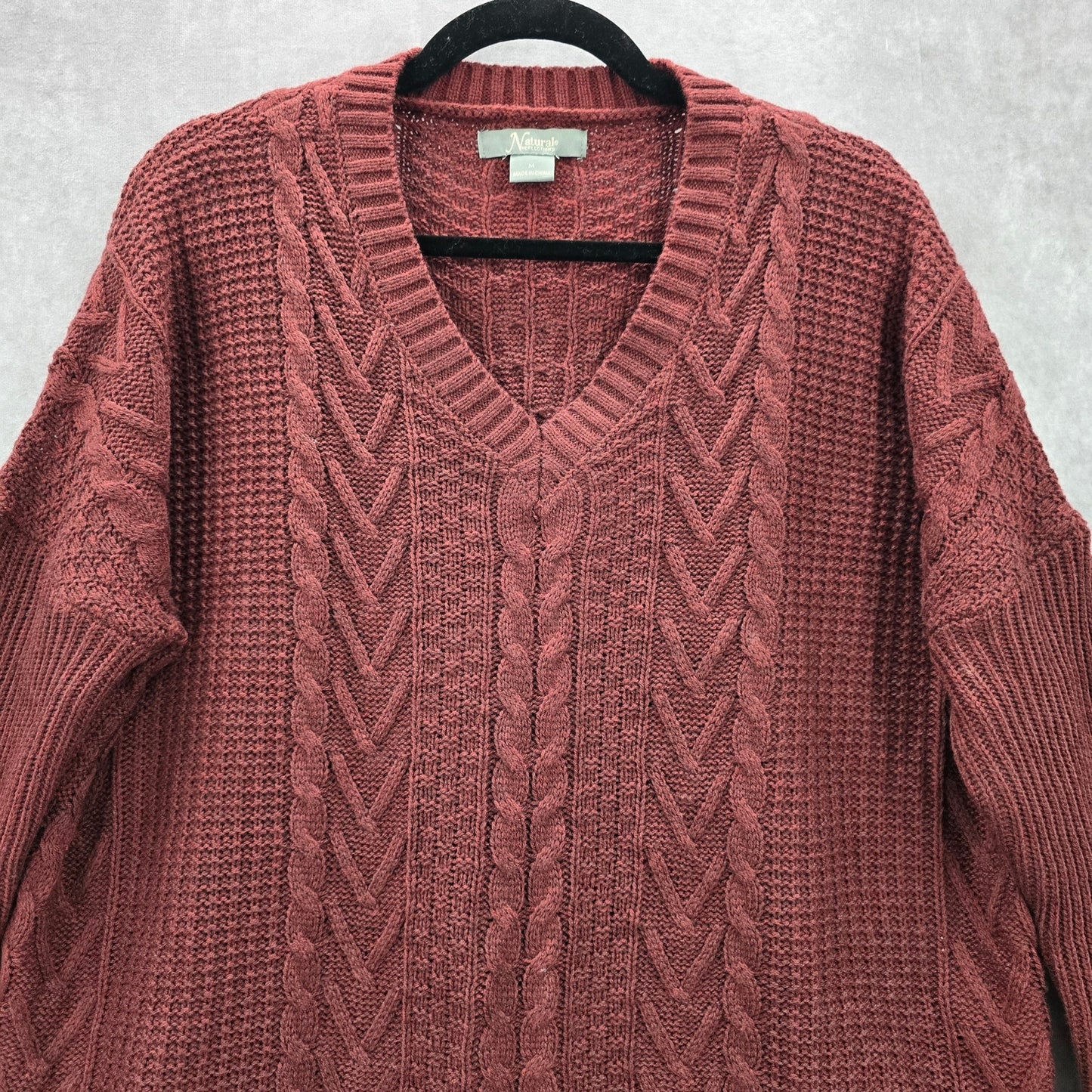 Natural Reflection Red Pullover Knit Long Sleeve Cardigan Sweater Medium