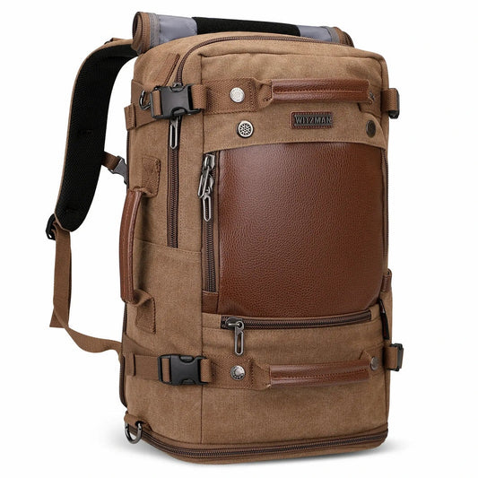 Witzman Brown Convertible Travel Leather Canvas Duffle Large A2020-2 Backpack