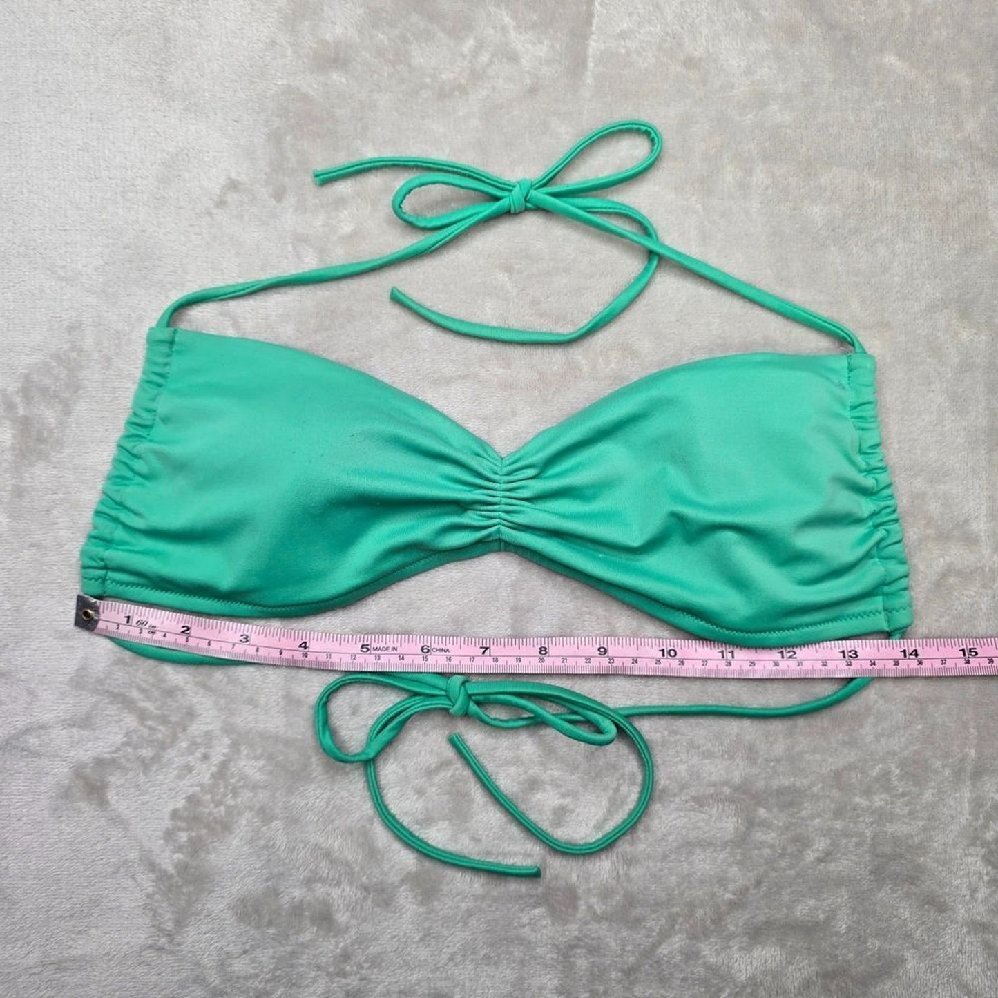 Victoria's Secret Green Bikini Halter Padded Top String Tie Swimwear Small