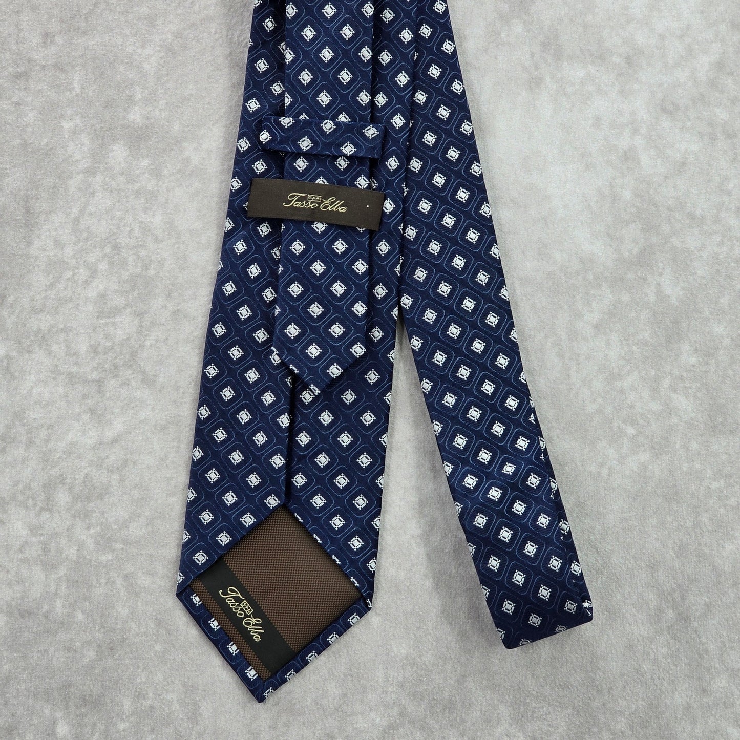Tasso Elba Blue Gray Diamond Geometric Executive Floral Silk Neck Tie Men's