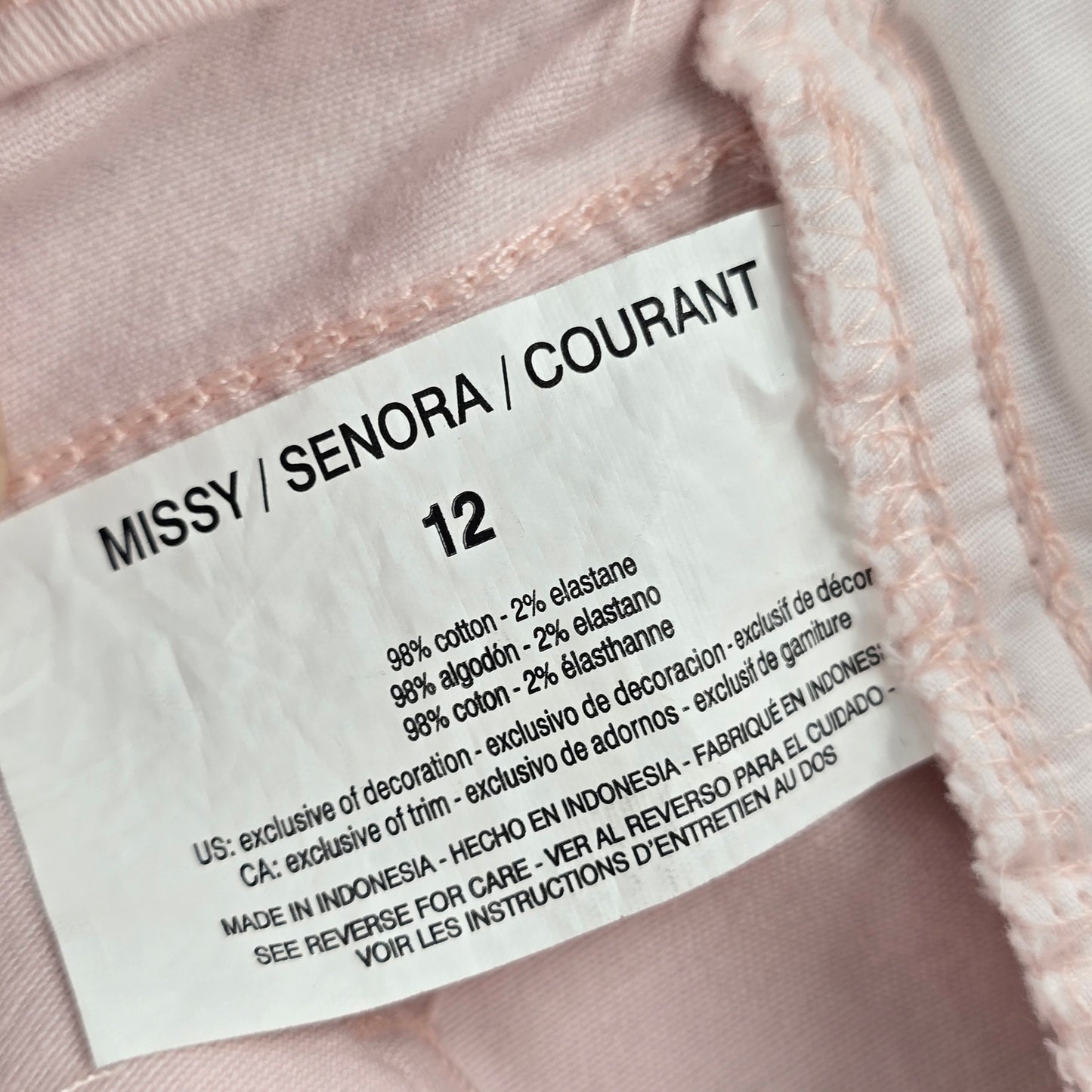 Gloria Vanderbilt Pink Embroidered Floral Crop Avery Cotton Pants 12