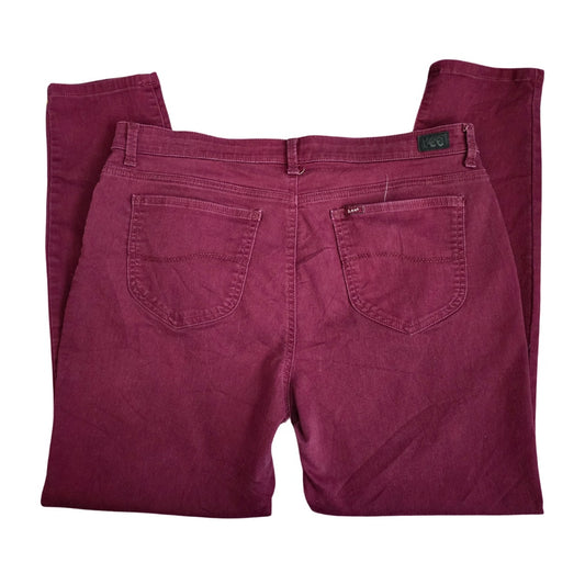 Lee Slim Fit Skinny Leg Mid Rise Sculpting Red Jeans Pants Bottoms Size 12/36