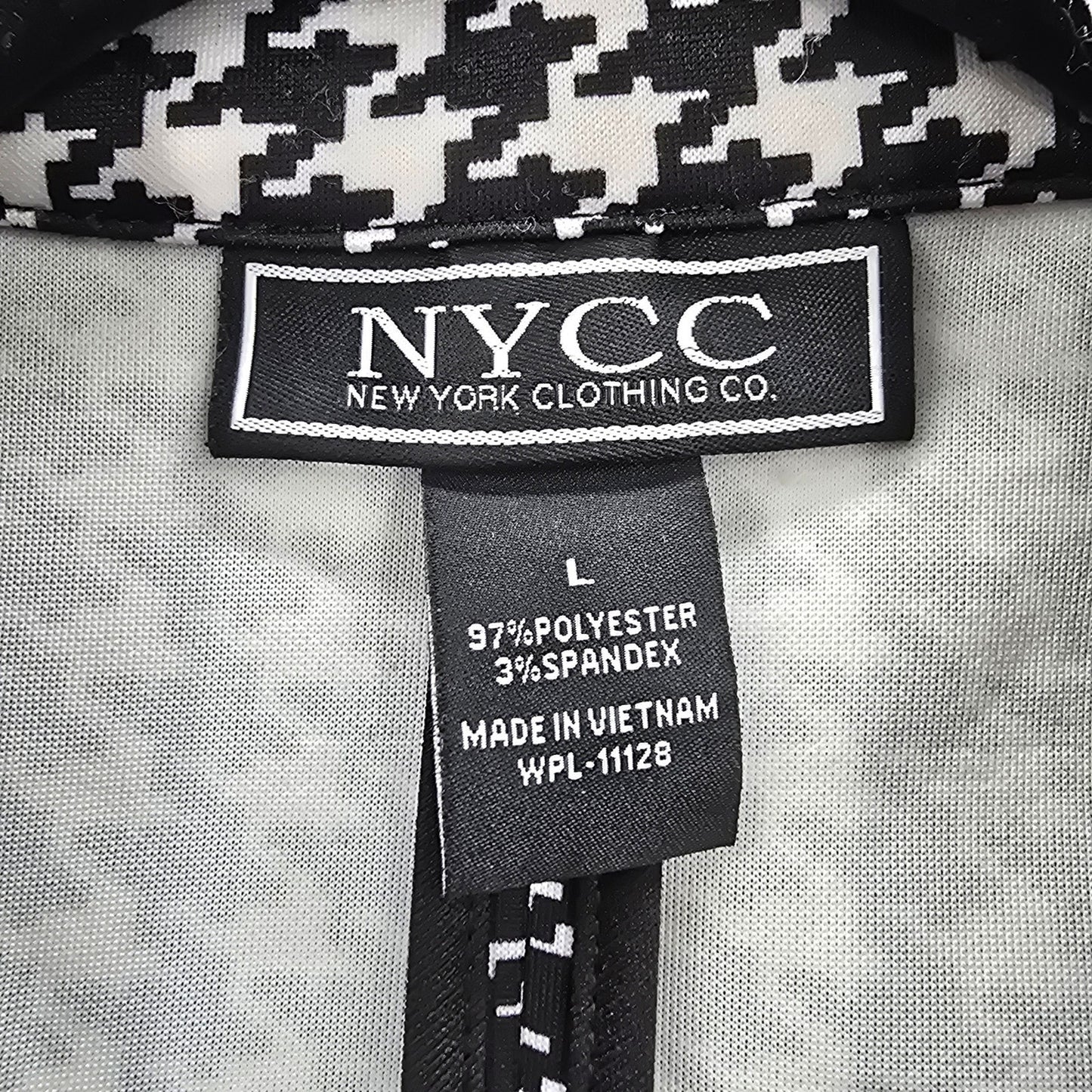 NYCC Black White Long Sleeve Printed Retro Classic Coat Jacket Preppy Blazer L