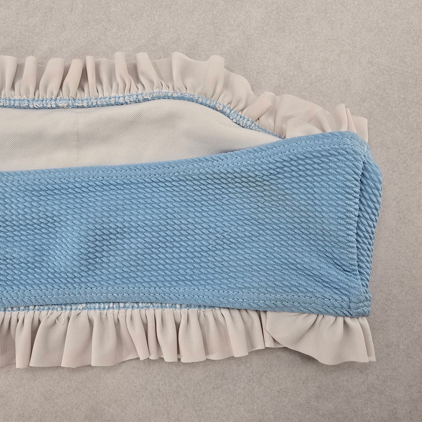 Blue White Ruffle Bandeau Beach Sports Bra Bikini Bralette Swim Top S Small