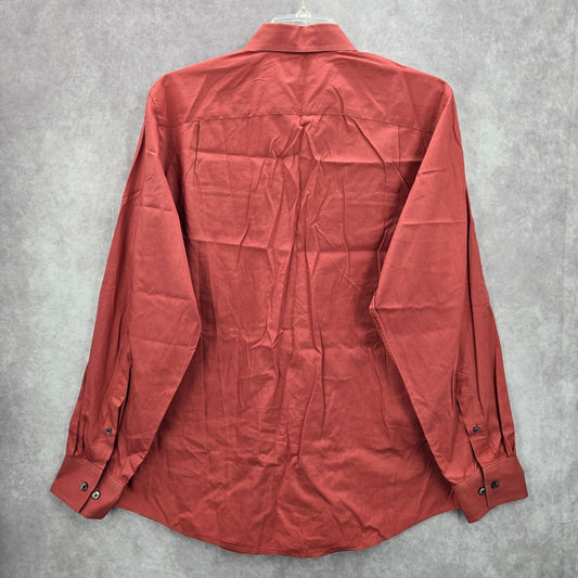 Banana Republic Red Stretch Button Down Long Sleeve Mens Cotton Dress Shirt L