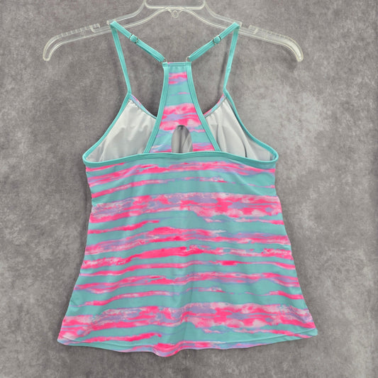 Pink Blue Print Racerback Padded Swimwear Tankini Tank Top Small S