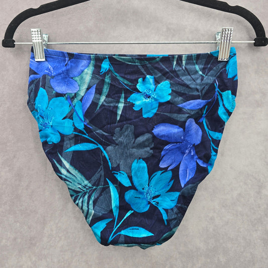 Kona Sol Blue Floral Bikini Bottoms Swimwear 10