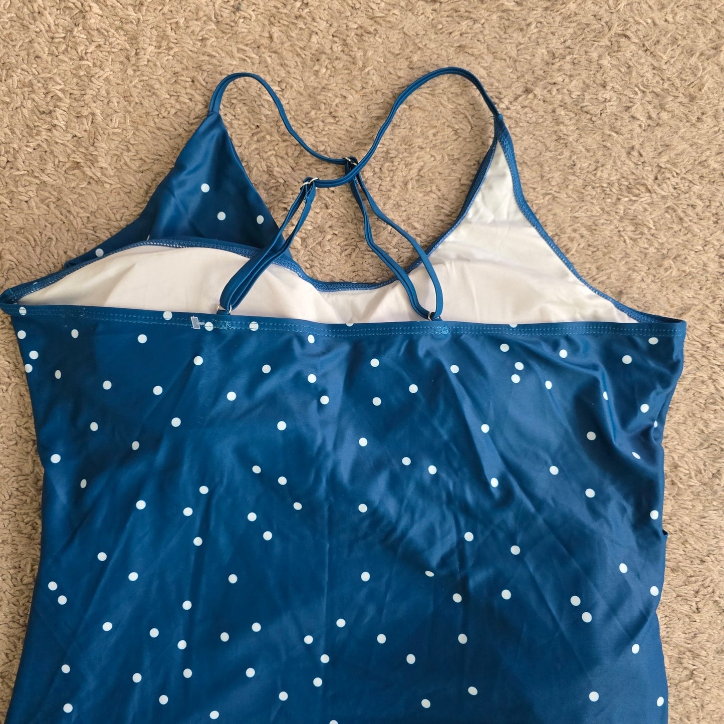 Blue Polka Dot Tankini Wrap Adjustable Tank Top Swimwear Plus XXL 1XL