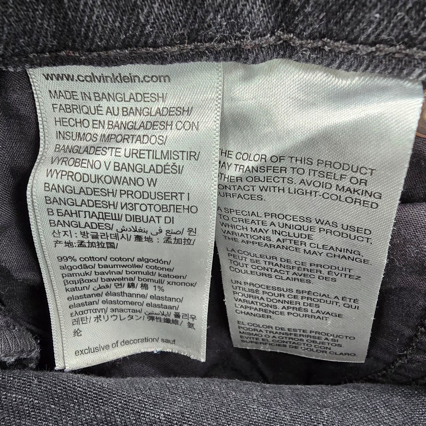 Calvin Klein Black Silver Straight Denim Jeans Pants Bottoms Men's 34x30