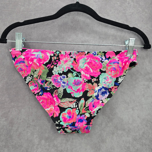 No Boundaries Black Pink Floral Bikini Bottom Swimwear Small