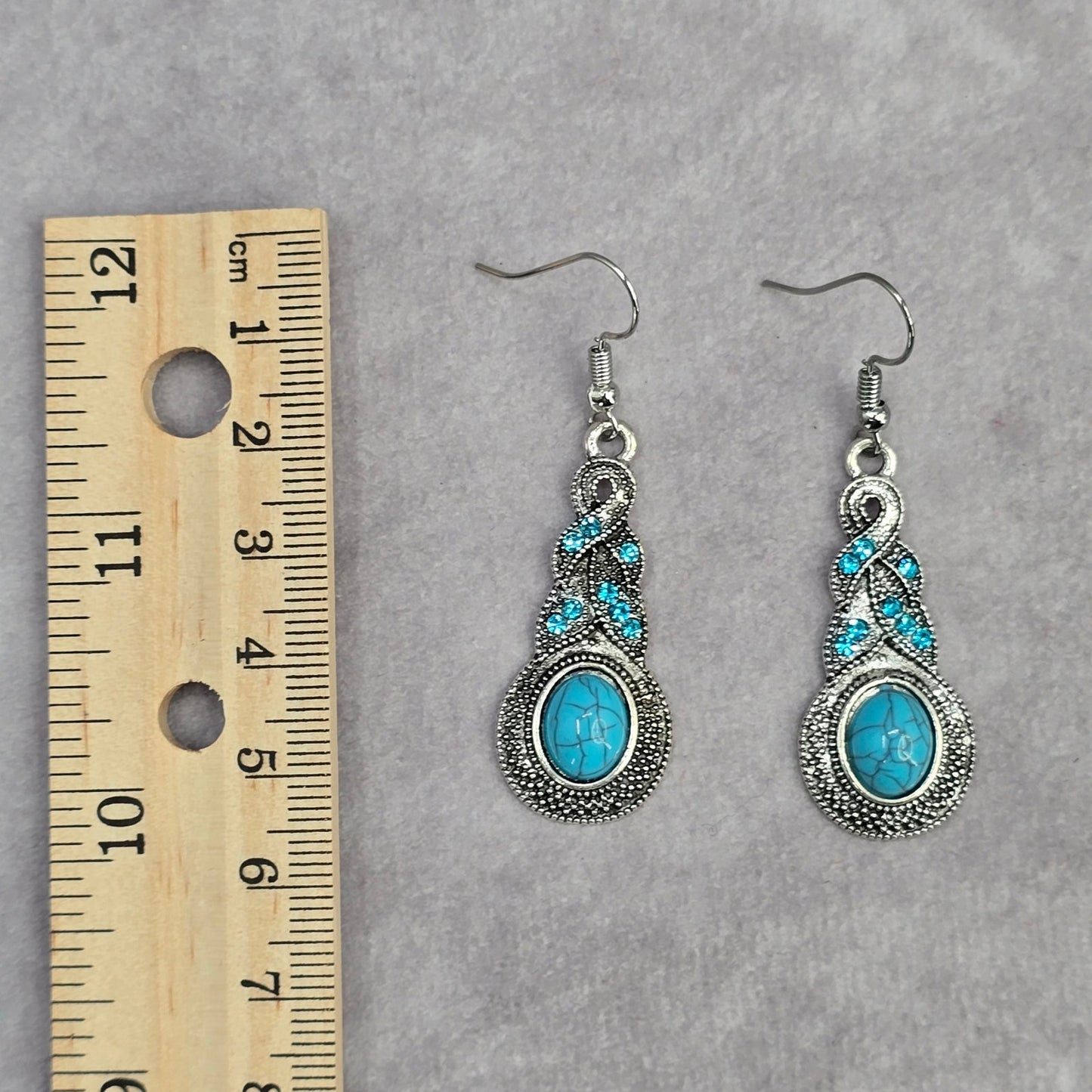 Zara Silver Blue Rhinestone Drop Boho Dangle Fashion Jewelry Earrings NWT JB2-78