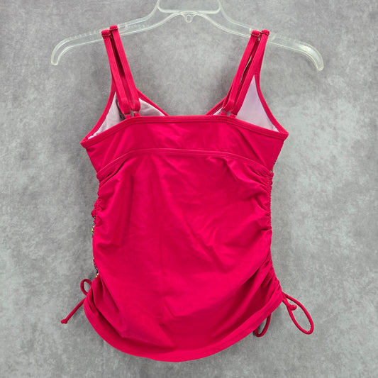 Athleta Pink Floral Scrunch Tie Padded Swimwear Tankini Tank Top Medium 34 B/C