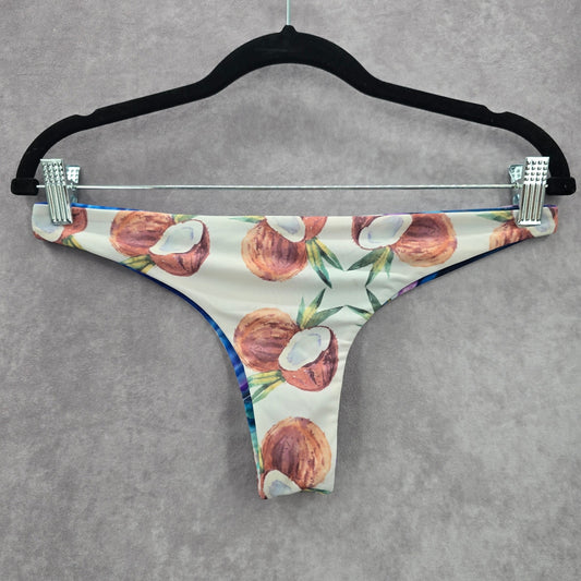 Blue White Coconut Marble Reversable Bikini Bottom Swimwear Small