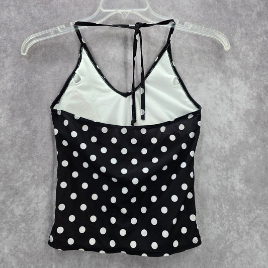 Bobbie Brooks Black White Polka Dot Halter Tie Swimwear Tankini Top Medium M