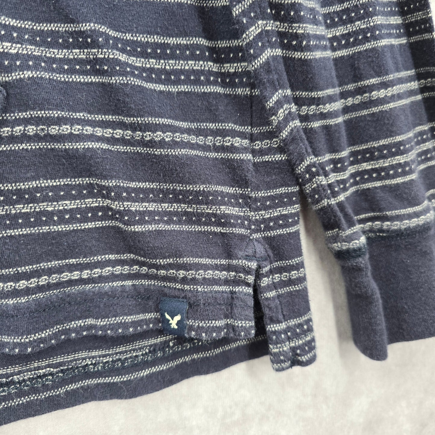 American Eagle Blue Premium Indigo Pullover Classic Stripe Hoodie XL Extra Large