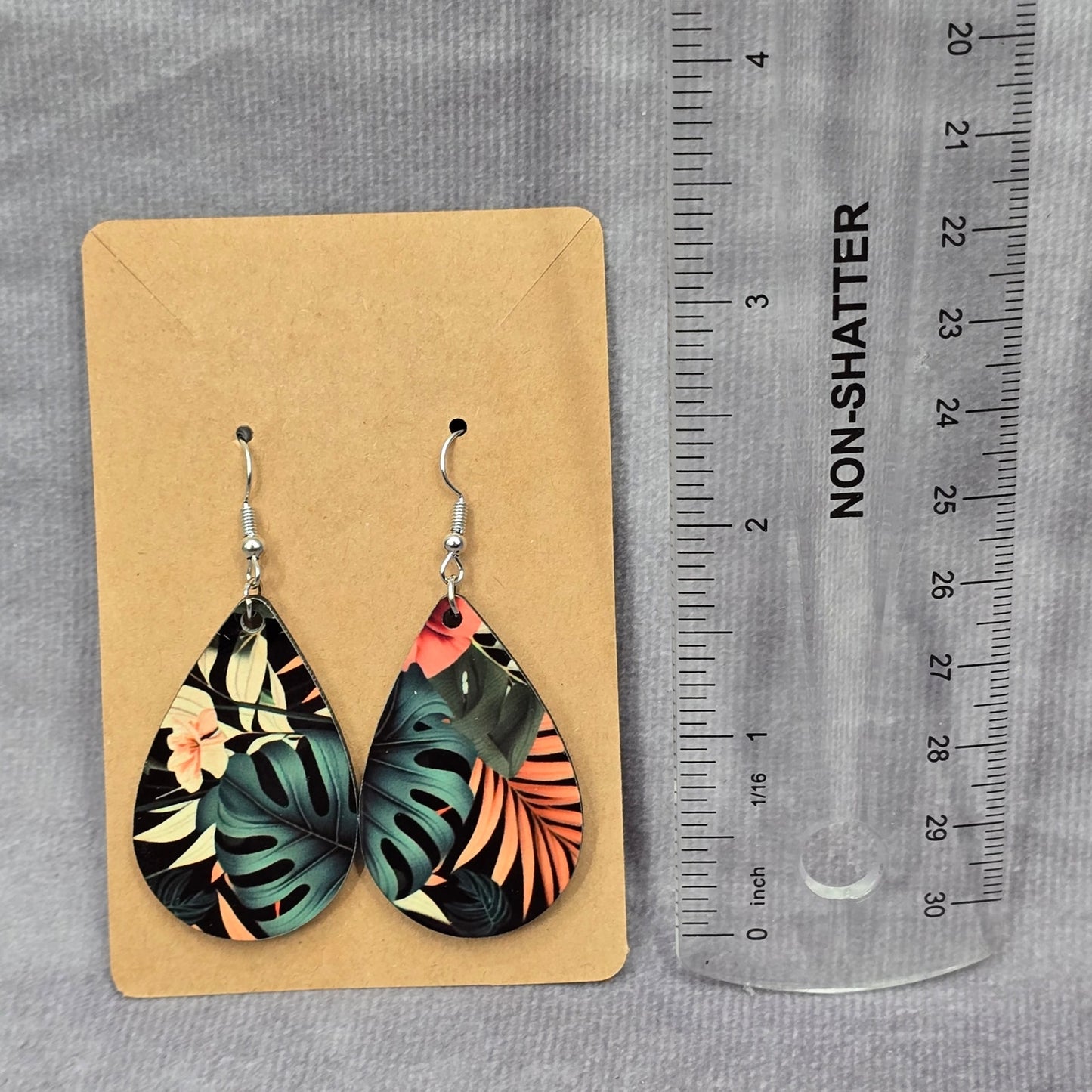 Black Teardrop Tropical Floral Hook Earrings Fashion Jewelry JB1E6