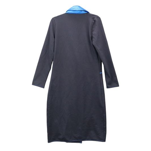 Zentoni Black Peak Lapel Blue Collar Flap Pocket Regency Trench Coat Jacket M