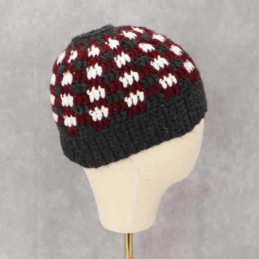 Gray Multi Color Cable Knit Crochet Y2K Vintage Cottage Skater Beanie Cap Hat OS