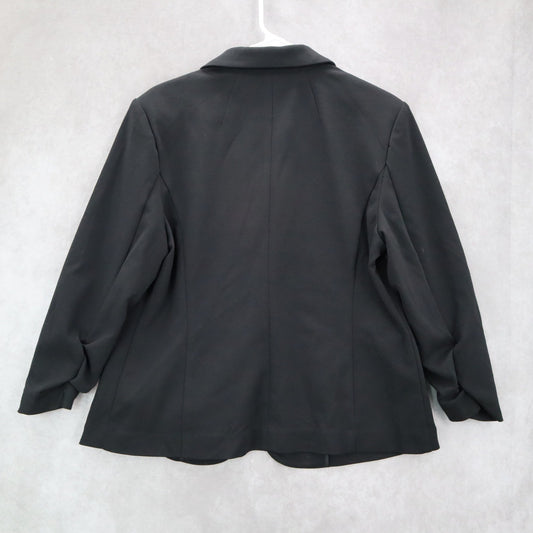 Christian Siriano Black Ruche Sleeves Notch Suit Coat Jacket Blazer Extra Large