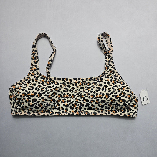 Xhilaration Cream Animal Print Swim Sports Bra Beach Bralette Bikini Top L Large
