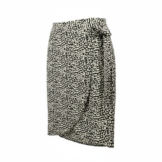 Boohoo Animal Leopard Chic Print Y2K Wrap Belted Flare Party Skirt Medium 10