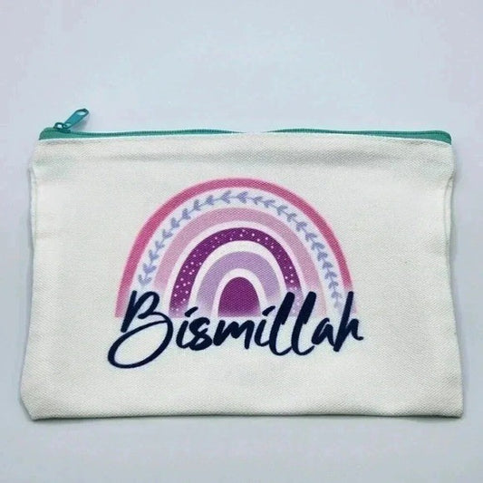 Bismillah Canvas Zipper Pencil Bag Makeup Bag Pouch Bag Handmade NWT