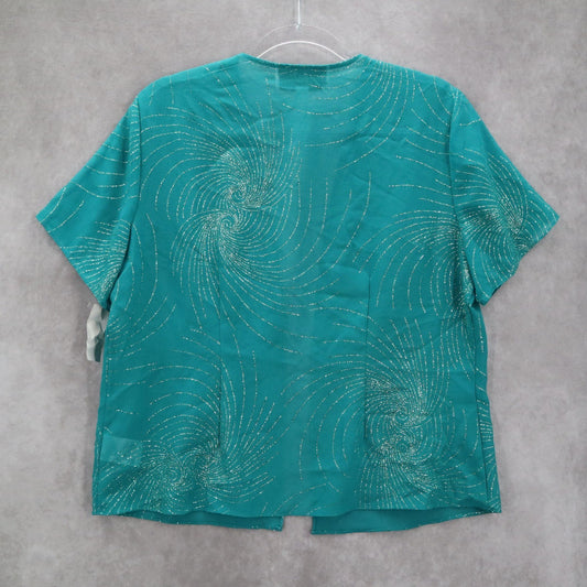 Another Thyme Green Glitter Sparkly Coverup Blouse Party Glam VTG Top Medium 10