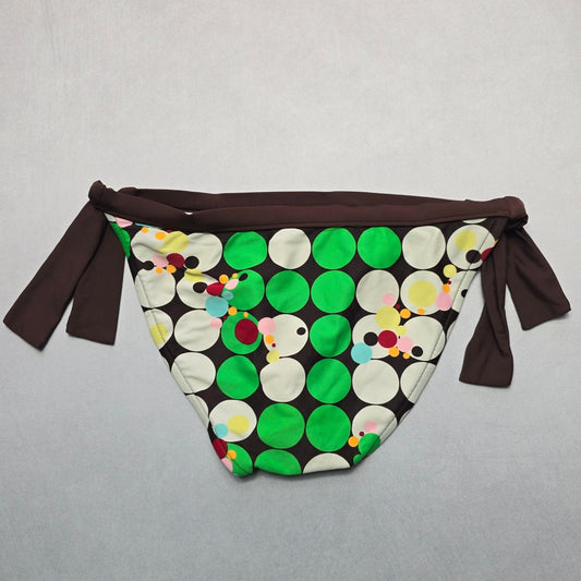 Personal Identity Brown Green Circle Tie Swim Beach Flirty Bikini Bottom Large