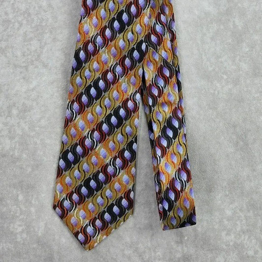 John W. Nordstrom Brown Purple Geometric 100% Silk Italy Men's Neck Tie