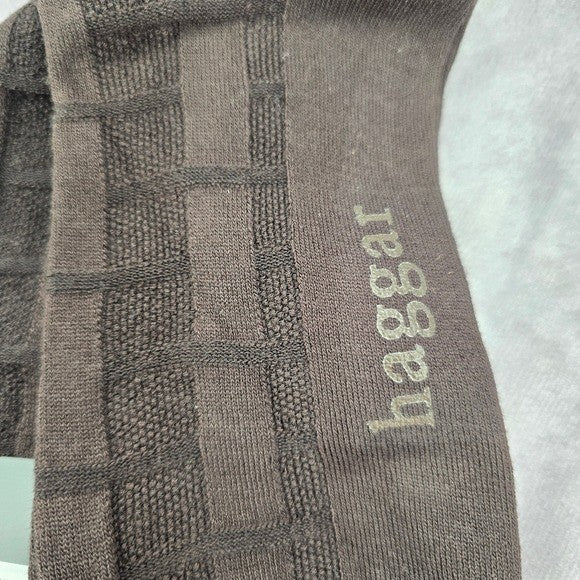 Haggar Brown Chocolate Weave Logo Print Mens Dress Socks Shoe Sise 6-12.5