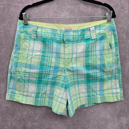 St Johns Bay Blue Plaid Bermuda Stretch Bottoms Pants Shorts Cotton 14
