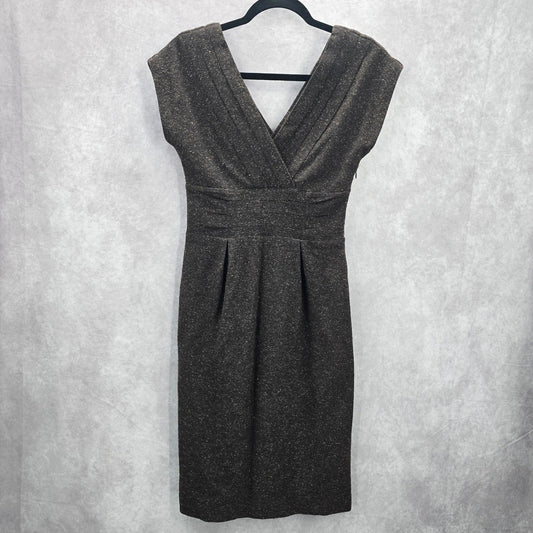 Banana Republic Brown Speckle Wool Silk Knee Length Dress 4 Small