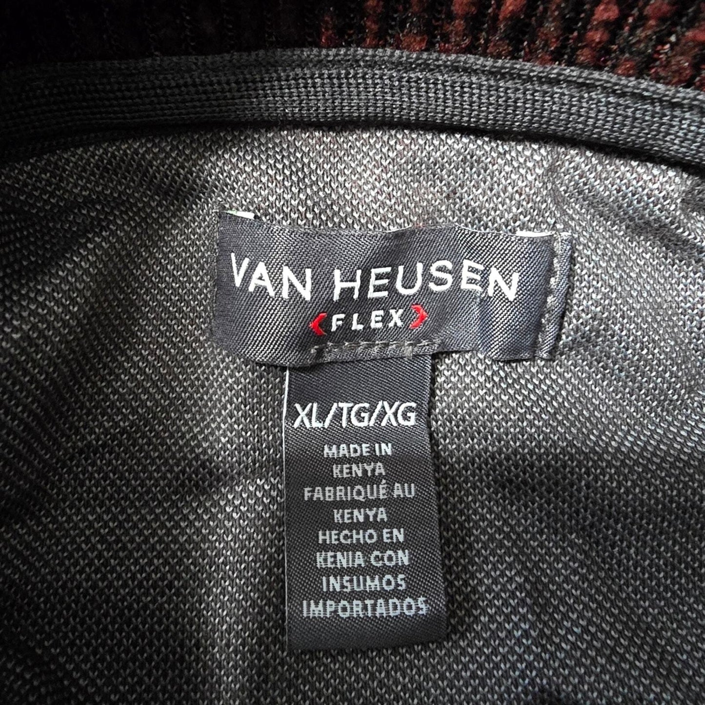 Van Heusen Flex Red Black Pull Over Button Long Sleeve Sweater XLARGE