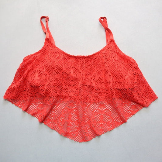 Mossimo Orange Eyelet Swim Sports Bra Beach Bralette Bikini Top L Large