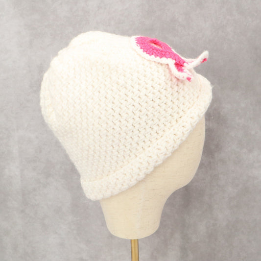 Pink Ribbon Cable Knit Y2K Vintage Breast Cancer Beanie Cap Hat OS