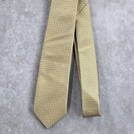 Zeke Gold Gray Geometric Square Executive Silk Executive Neck Tie Men's