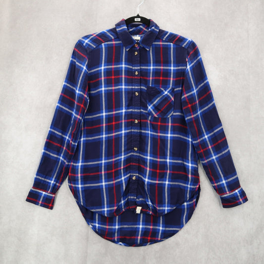 American Eagle Outfitters Boyfriend Fit Blue Flannel Plaid Lumberjack Rugged XS